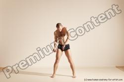 Underwear Gymnastic poses Man White Slim Bald Dancing Dynamic poses Academic